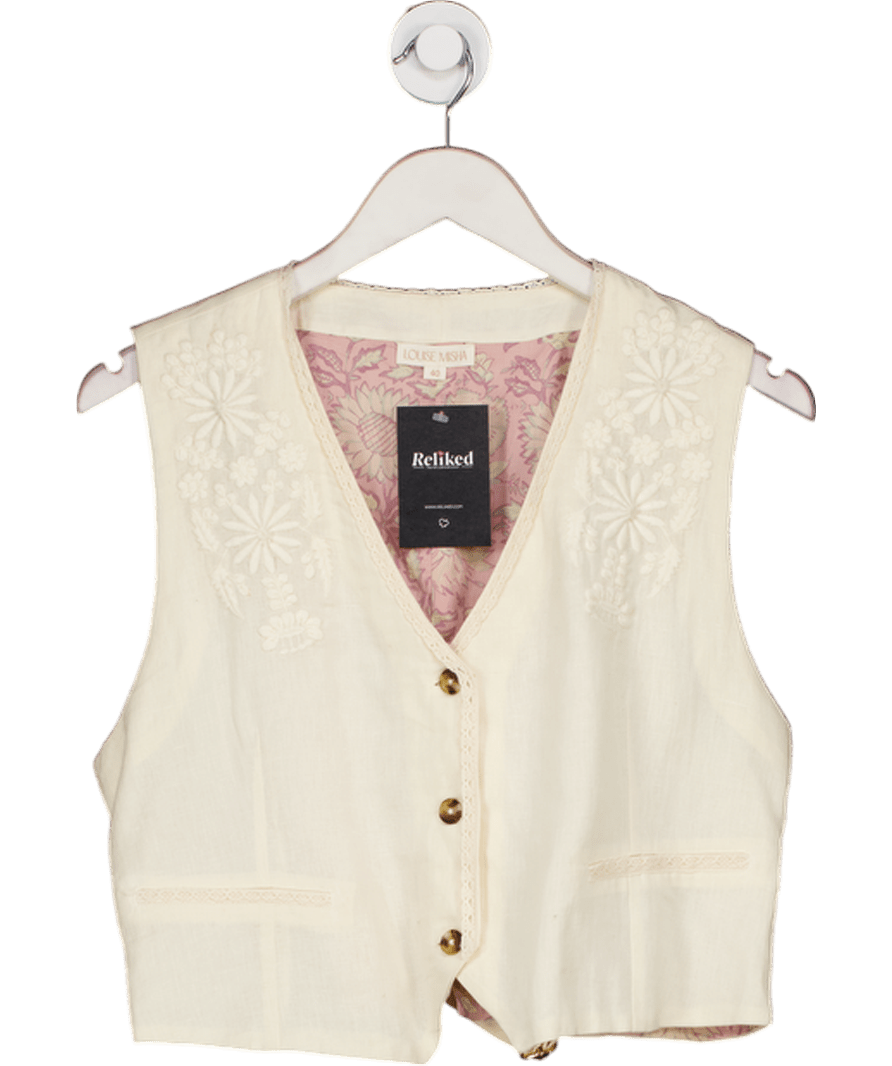 Beige Louise Misha Frankie Embroidered Waistcoat UK 12 - Reliked
