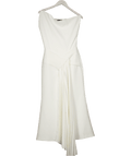 Bella Barnett Ivory White Wide Neck Pleated Detail Maxi Dress UK S - Reliked