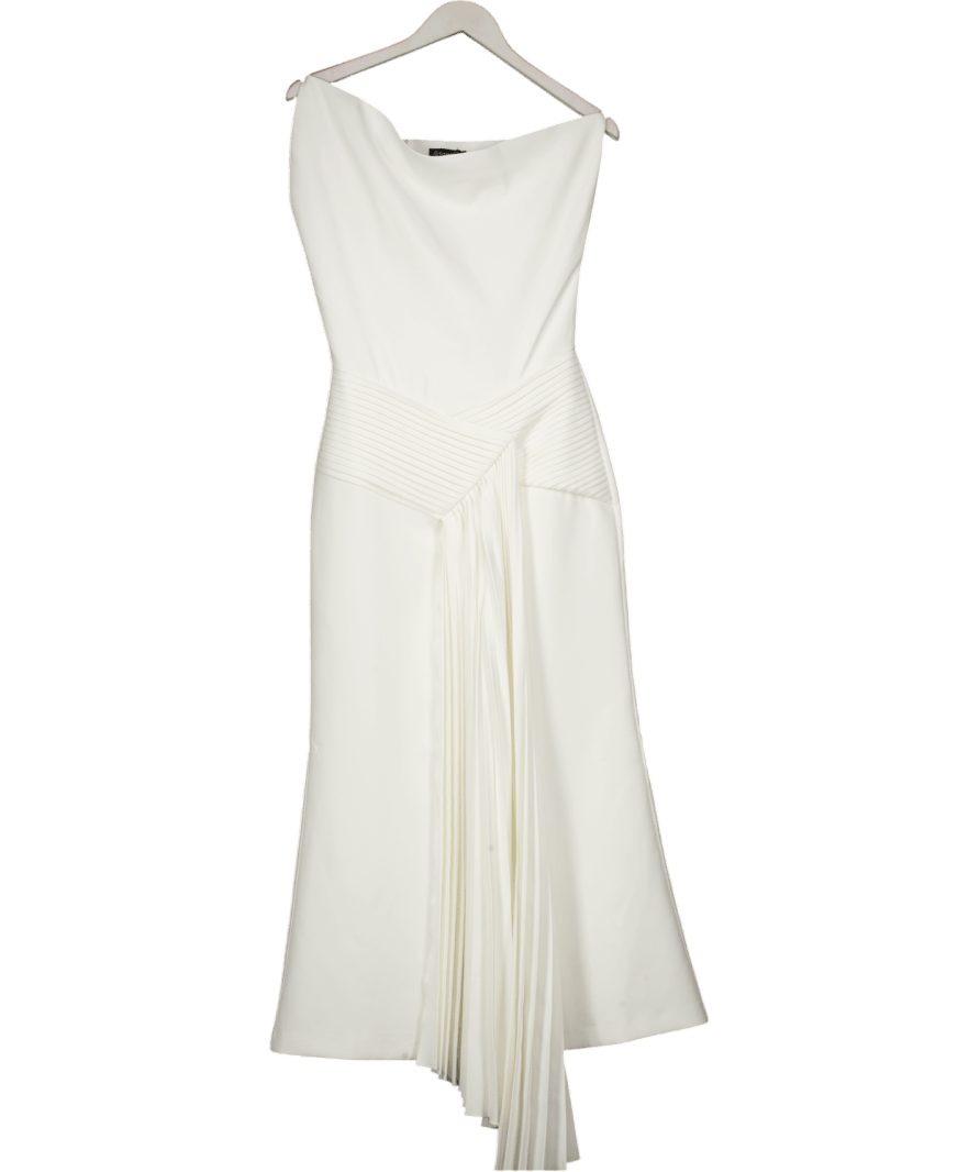 Bella Barnett Ivory White Wide Neck Pleated Detail Maxi Dress UK S - Reliked