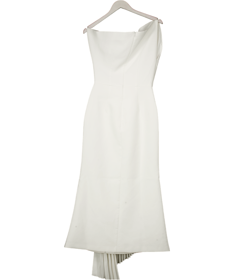 Bella Barnett Ivory White Wide Neck Pleated Detail Maxi Dress UK S - Reliked