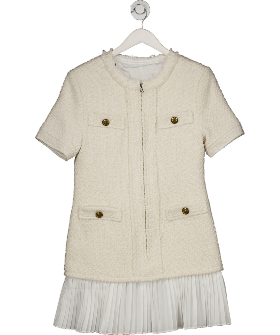 Bella Barnett White Crew Neck Tweed Mini Dress UK M - Reliked