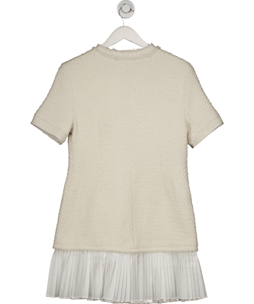 Bella Barnett White Crew Neck Tweed Mini Dress UK M - Reliked