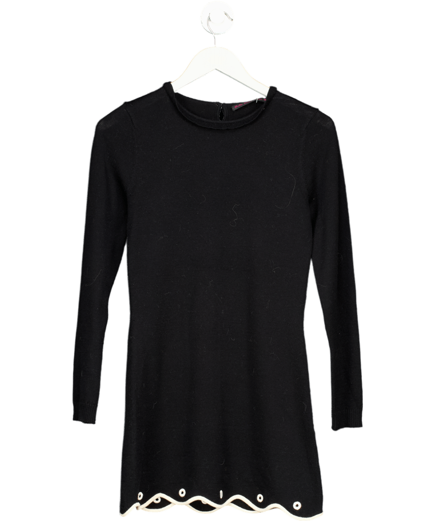Bella Freud X Susie Bick Ltd.edition Black 100% Wool Scallop Hem Mini Dress UK S - Reliked