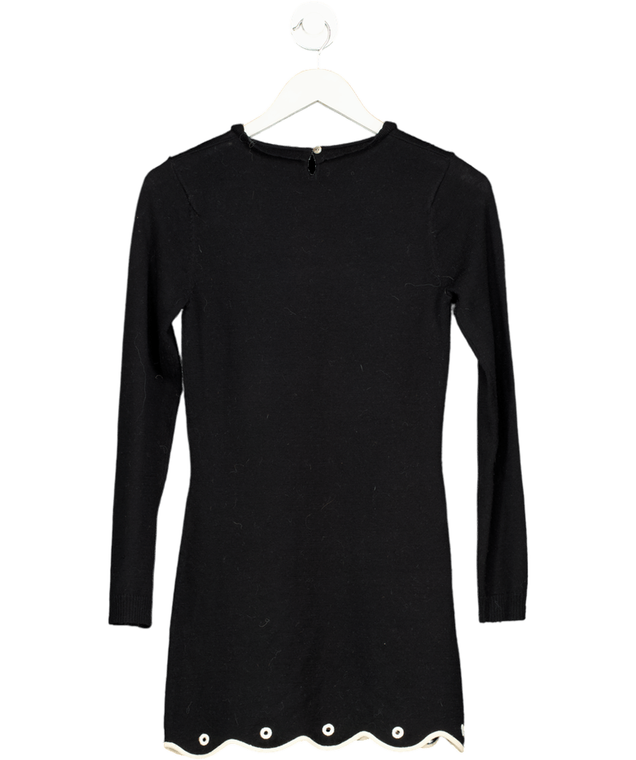 Bella Freud X Susie Bick Ltd.edition Black 100% Wool Scallop Hem Mini Dress UK S - Reliked