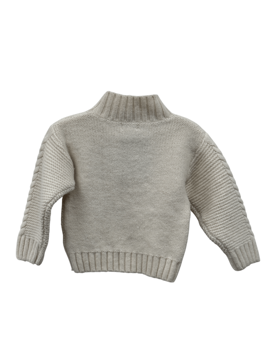 Belle Enfant Cream 100% Lambswool Cable Knit Turtleneck Jumper 3 Years - Reliked