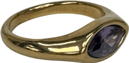 Belle Zelle studio Set 0f 3 Pack Yellow Gold Diamanté Rings - Size O - Reliked