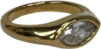 Belle Zelle studio Set 0f 3 Pack Yellow Gold Diamanté Rings - Size O - Reliked