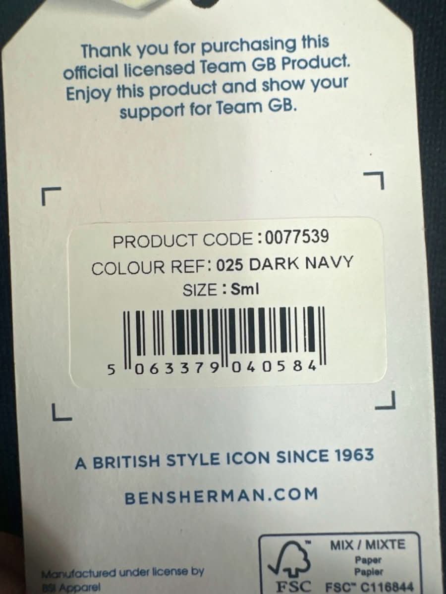Ben Sherman Dark Navy Team GB Olympic Polo Shirt S - Reliked