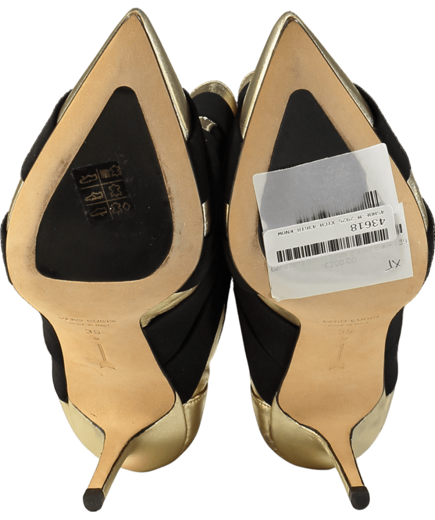 Bendetta Boroli Black & Gold Leather And Suede Ankle Boots UK 6 EU 39 👠 - Reliked