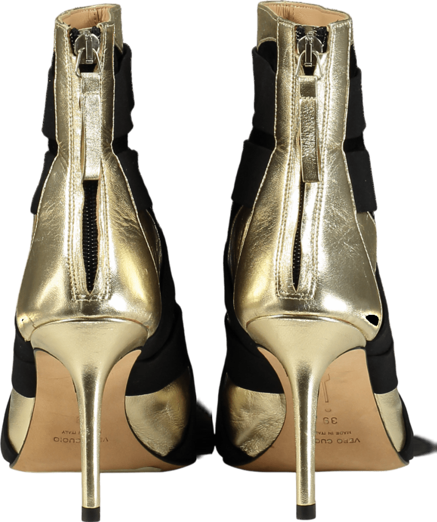 Bendetta Boroli Black & Gold Leather And Suede Ankle Boots UK 6 EU 39 👠 - Reliked