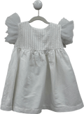 Benedita White Tulle Frill Sleeve Pintuck Dress 5 Years - Reliked