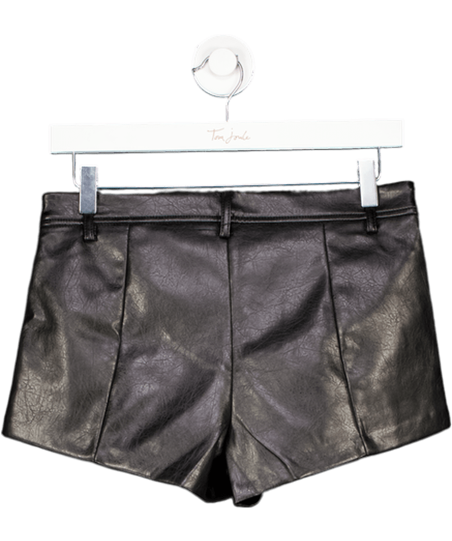Bershka Black Leather Micro Shorts UK S - Reliked