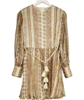 Beulah London Beige Print Quilted Top Mini Dress UK 8 - Reliked