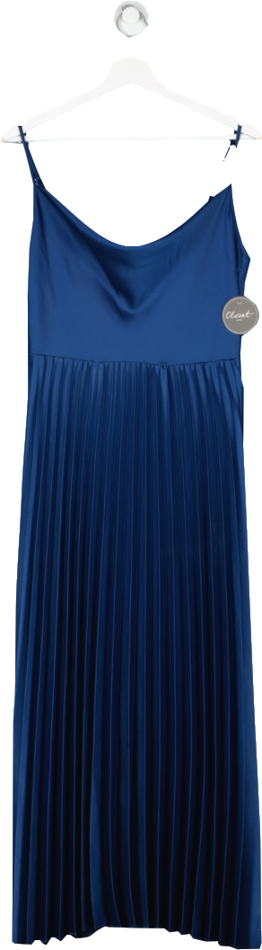 Closet London Blue Cowl Neck Pleated Midaxi Dress UK 14