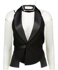 RONNY KOBO Black Ovale Balck Satin Trim Backless Tux Waistcoat UK S