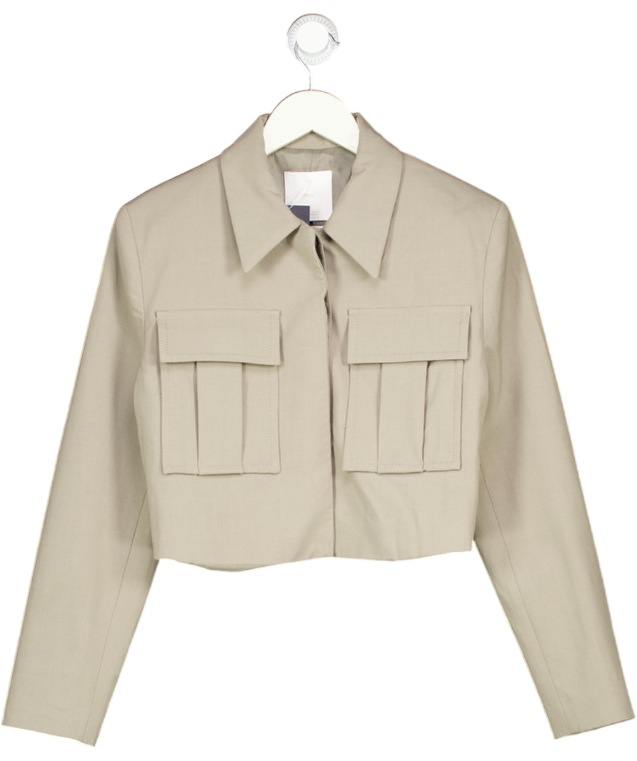 MANGO Green Croped Boxy Jacket UK XS