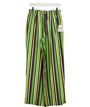 TOPSHOP Green Stripe Linen Blend Wide Leg Trousers UK S