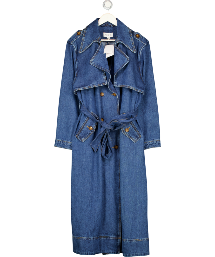 ALIGNE Blue Aligne Jamison Denim Trench Coat UK 14