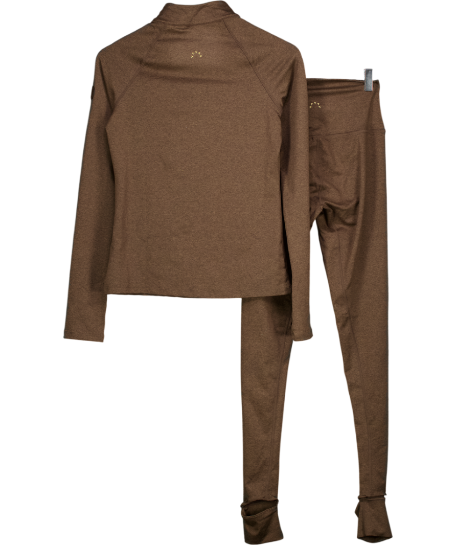 VARLEY 2-piece Always Warm Half-zip Base Layer Top And Leggings Set - Chocolate Brown Marl UK S