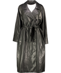 M&S Collection Black Faux Leather Trench Coat UK 22