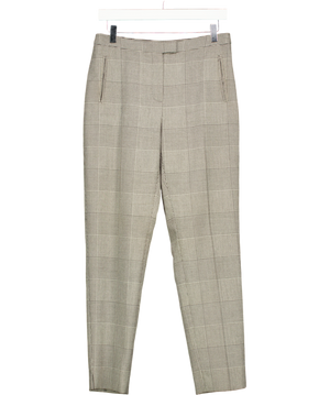 JAEGER Grey Classic Check Tapered Tailored Trousers UK 10