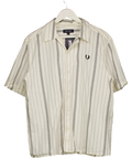 FRED PERRY White Striped Short Sleeve Shirt UK L