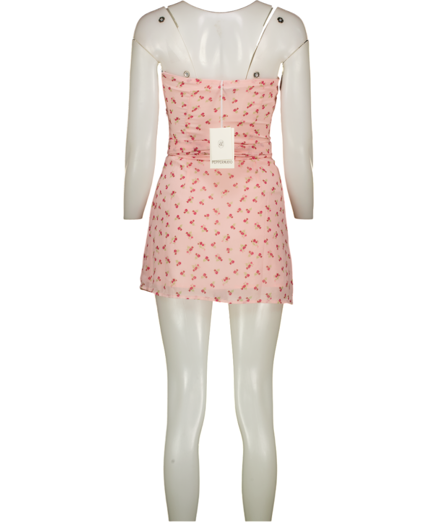 PEPPERMAYO Kiesha Strapless Scarf Mini Dress - Pink Flower UK 6