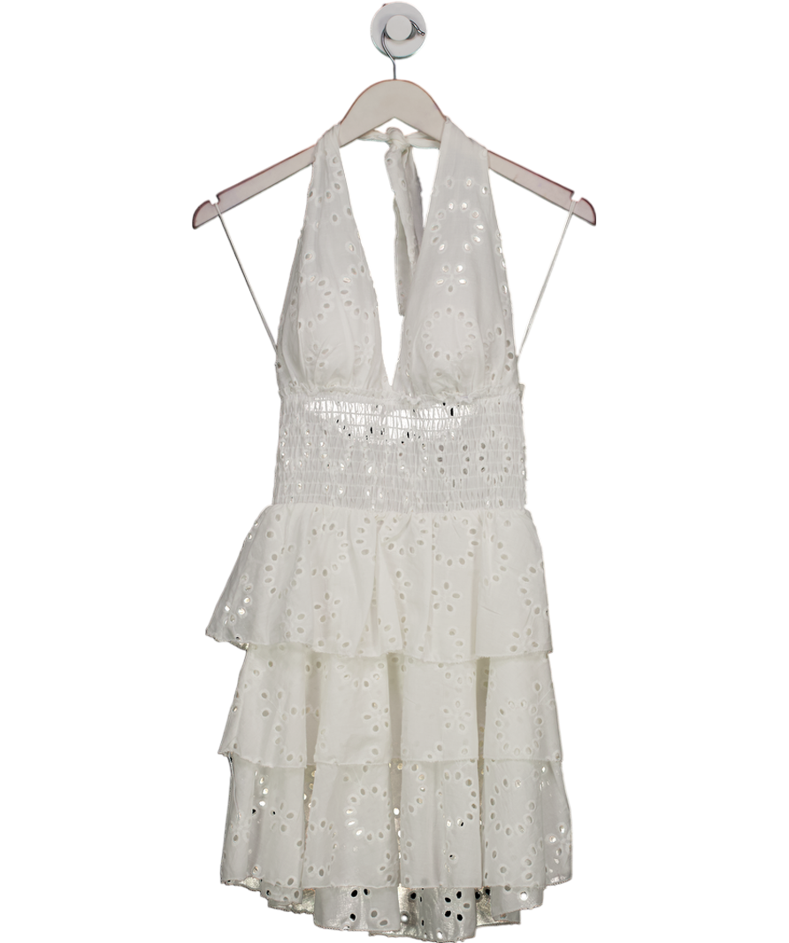 The style White Anglais Halter Neck Mini Dress One Size