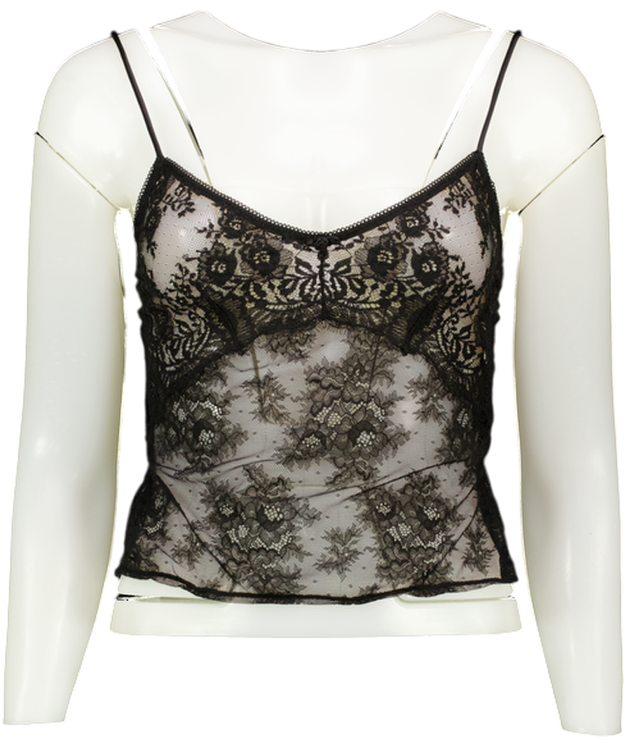 H&M Black Lace Strappy Top UK XS