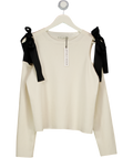 ALICE + OLIVIA Ecru / Black Dara Wool Blend Cut-out Jumper UK M