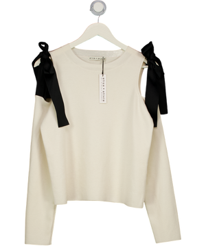 ALICE + OLIVIA Ecru / Black Dara Wool Blend Cut-out Jumper UK M
