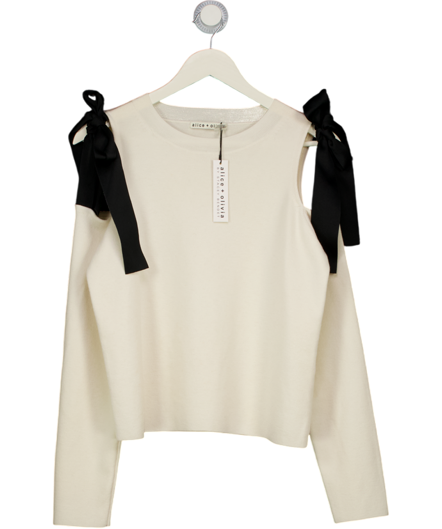 ALICE + OLIVIA Ecru / Black Dara Wool Blend Cut-out Jumper UK M