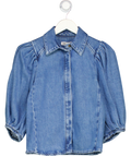 ZARA Blue Denim Puff Sleeve Shirt UK XS
