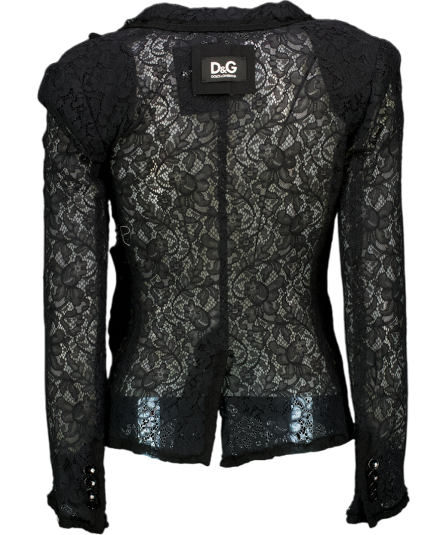 Dolce & Gabbana D&g Black Sheer Lace Jacket UK S
