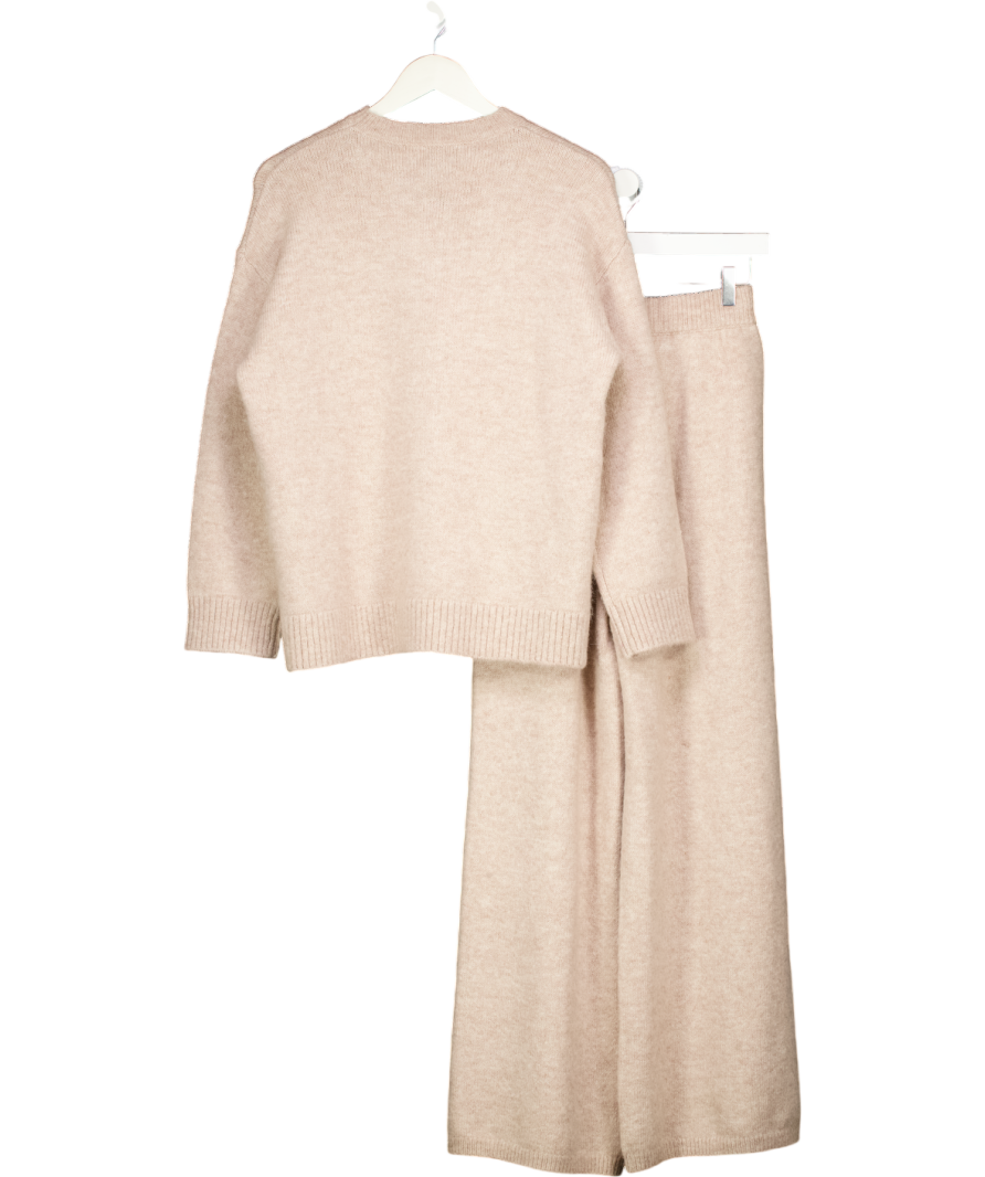 MINT VELVET Beige 2-piece Wool / Alpaca Blend Knitted Loungewear Set UK XS