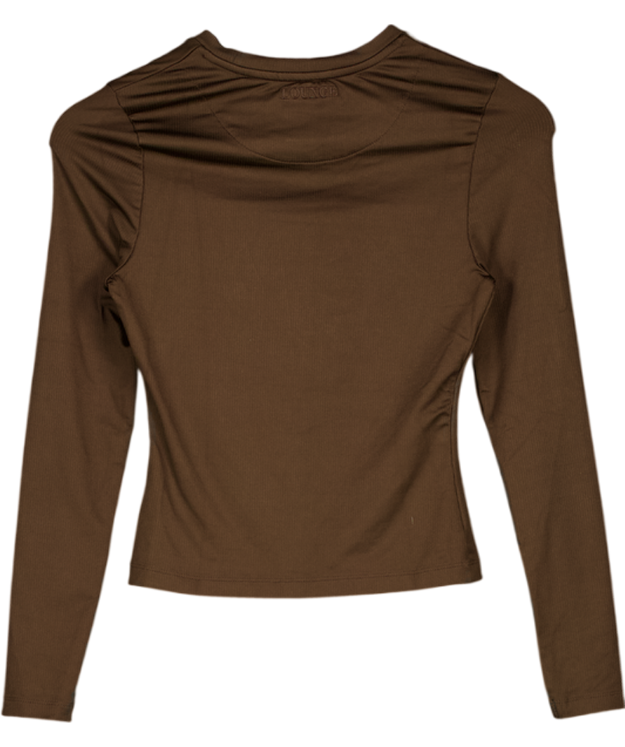 LOUNGE Brown Chocolate Brwon Long Sleeve Active Top UK S