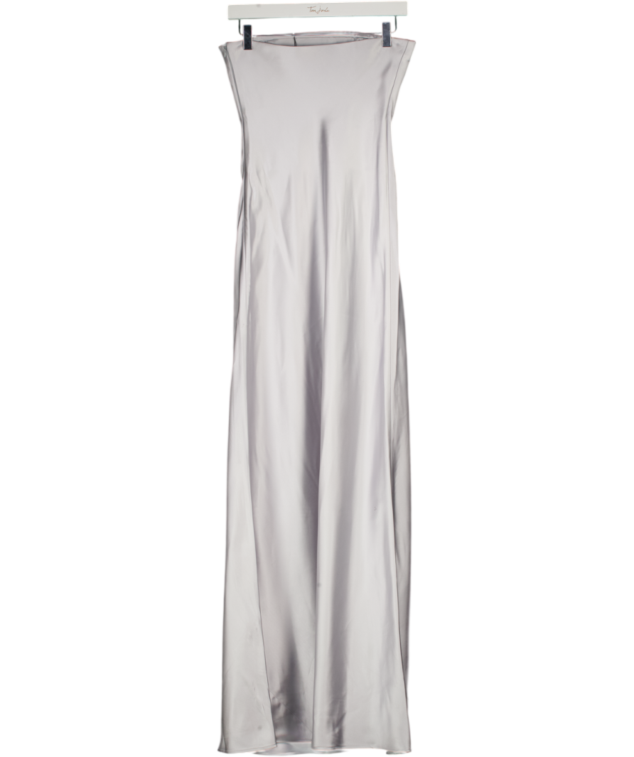 Christopher Esber Metallic Palladium Strapless Satin Dress UK 8