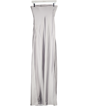 Christopher Esber Metallic Palladium Strapless Satin Dress UK 8