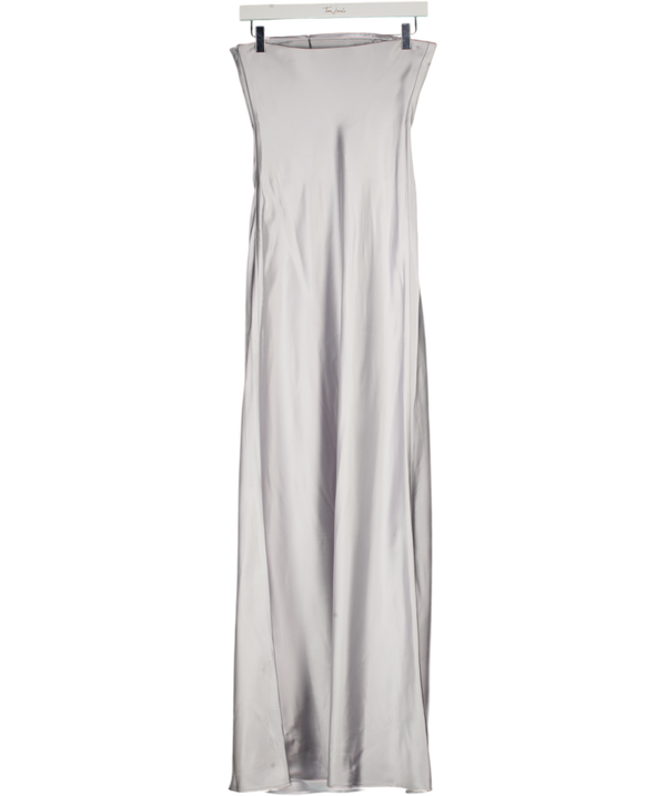 Christopher Esber Metallic Palladium Strapless Satin Dress UK 8