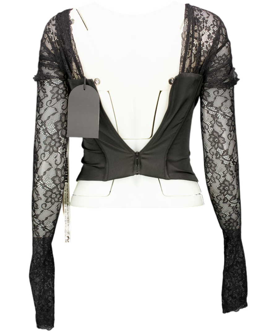 Mistress Rocks Black Satin And Lace Corset Top UK XS