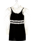 QUEEN OF ARCHIVE Karina Black Velvet Organza Sleeve Mini Dress UK XS