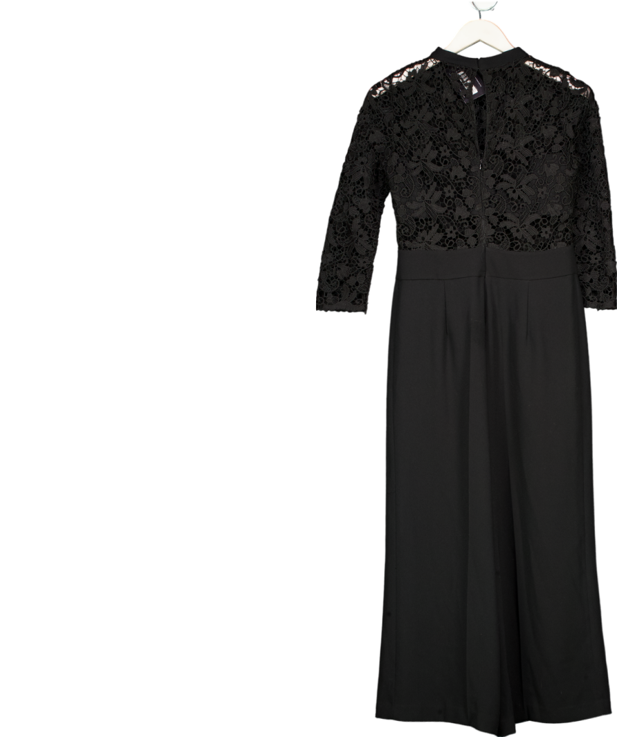 ZARA Woman Black Guipure Lace Top Jumpsuit UK M