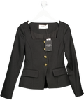 4th & Reckless Sadie Black Square Neck Gold Buttoned Jacket UK 8