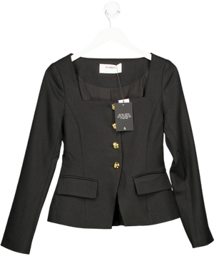 4th & Reckless Sadie Black Square Neck Gold Buttoned Jacket UK 8