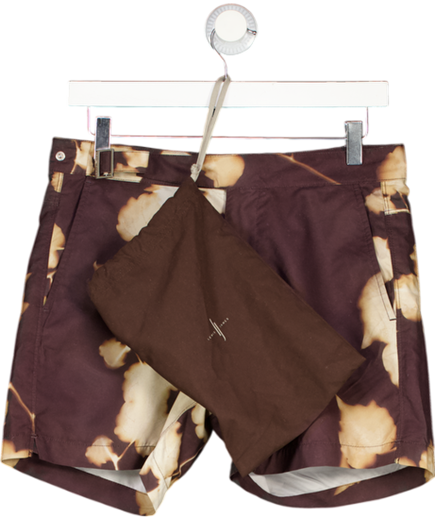 LEWIS JAMES Brown Diego Branch Print Swim Short W30