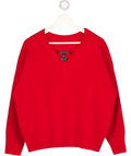River Island Red Knitted V-neck Jumper UK L