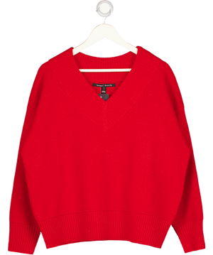 River Island Red Knitted V-neck Jumper UK L