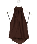 VENROY Chocolate Brown Silk Halter Top UK S