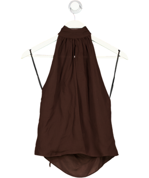 VENROY Chocolate Brown Silk Halter Top UK S