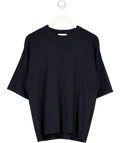 HENNE Navy Blue Knit Boxy Fit Short Sleeve Top UK S